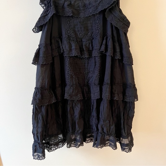 Free People Tiered and True Black Ruffled Romper Size Medium - Picture 6 of 14